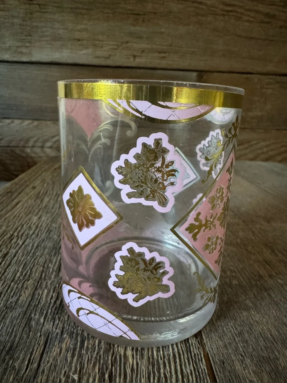Vintage Culver Valencia lowball glass in a classic Hollywood Regency style